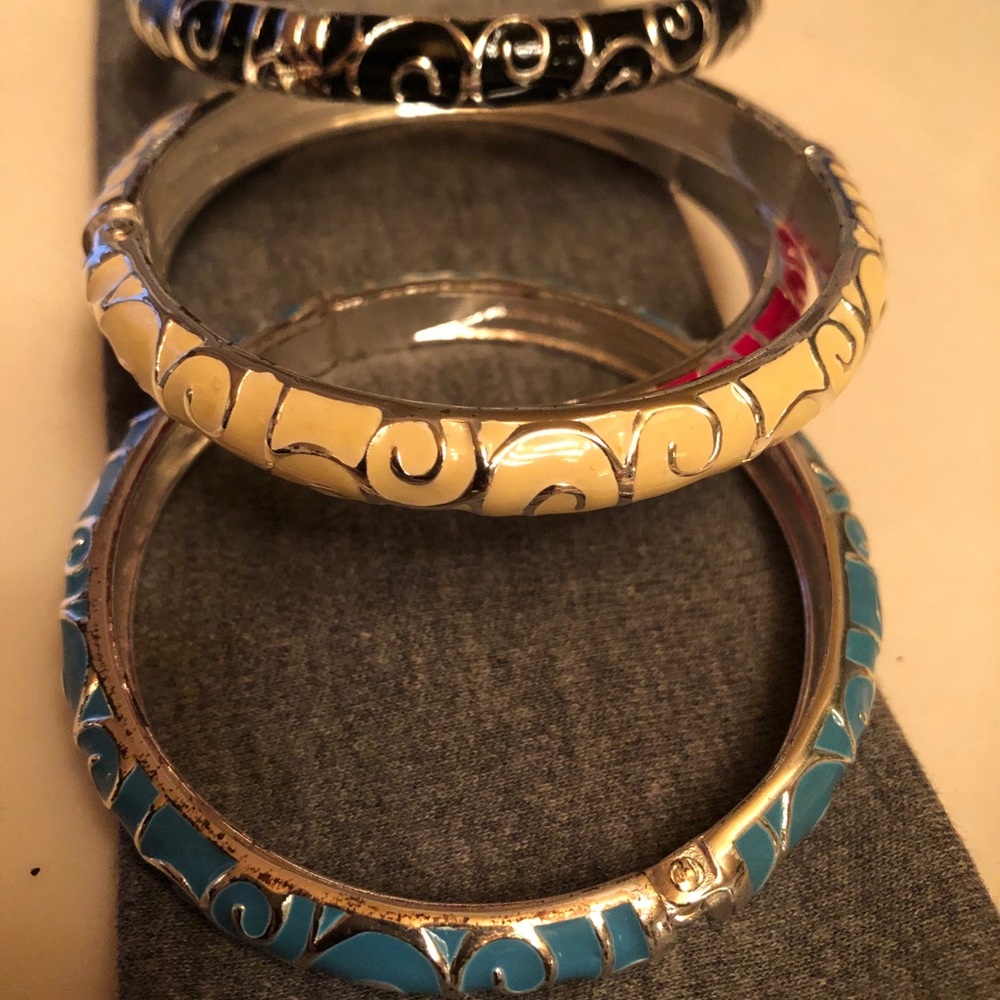 4, Enamel Swirl Stackable Hinged Bangle Bracelets - image 5